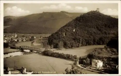 Ak Bad Nassau an der Lahn, Burg, Steindenkmal, Brücke