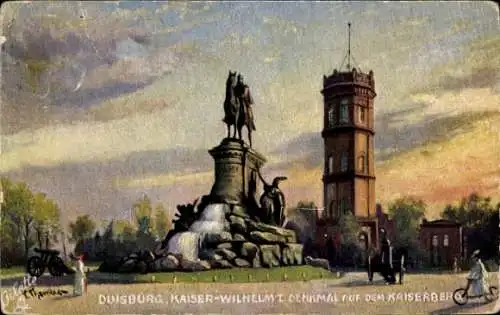 Künstler Ak Thomas, T, Duisburg im Ruhrgebiet, Kaiserberg, Kaiser Wilhelm Reiterdenkmal, Tuck 604B