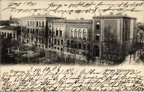 Ak Duisburg im Ruhrgebiet, Höhere Töchterschule