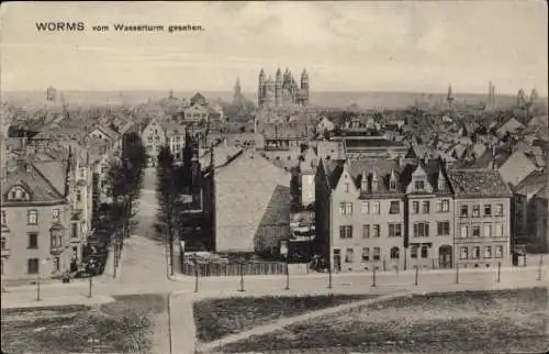 Ak Worms am Rhein, Stadt vom Wasserturm aus gesehen