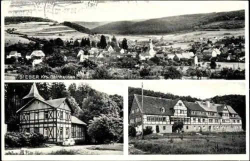 Ak Bieber Biebergemünd in Hessen, Panorama, Fachwerkhaus, Gebäude