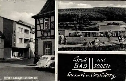 Ak Bad Soden Salmünster im Kinzigtal Hessen, Sprudel Apotheke am Rathaus