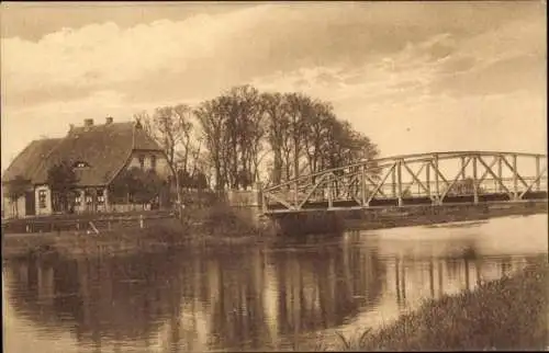 Ak Hellwege in Niedersachsen, Teilansicht, Brücke