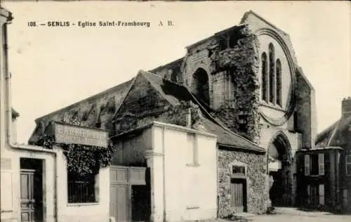 Ak Senlis Oise, vue générale de l'Eglise Saint Frambourg