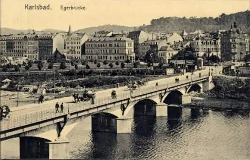Ak Karlovy Vary Karlsbad Stadt, Egerbrücke