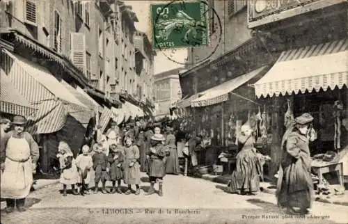 Ak Limoges Haute Vienne, Rue de la Boucherie, Geschäfte, Kinder