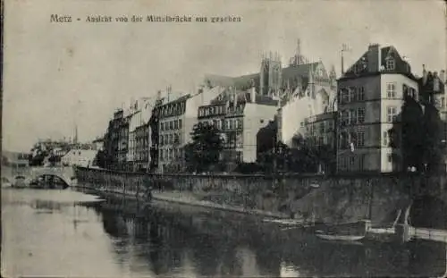 Ak Metz Moselle, Teilansicht von der Mittelbrücke