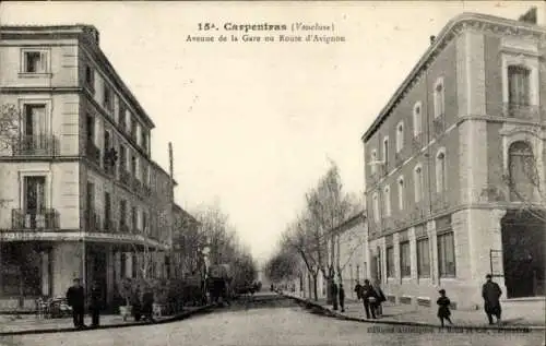 Ak Carpentras Vaucluse, Avenue de la Gare ou Route d'Avignon