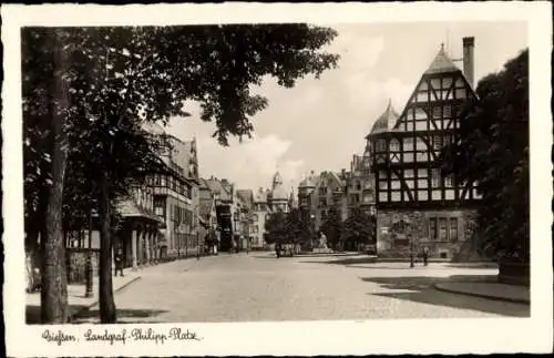 Ak Gießen an der Lahn Hessen, Landgraf Philipp Platz, Fachwerkbau