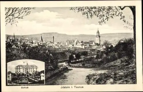 Ak Idstein im Taunus Hessen, Schloss, Totale der Stadt