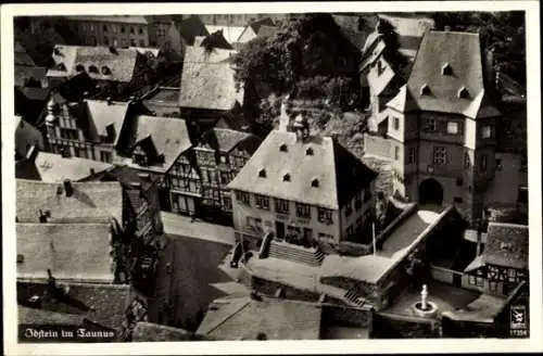 Ak Bad Camberg im Taunus, Luftbild der Stadt, Gasthof zur Post