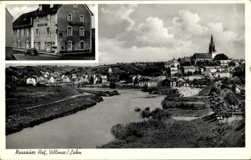 Ak Villmar an der Lahn Hessen, Gasthaus Nassauer Hof, Totale vom Ort