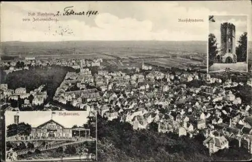 Ak Bad Nauheim in Hessen, Panorama vom Johannisberg, Aussichtsturm, Restaurant