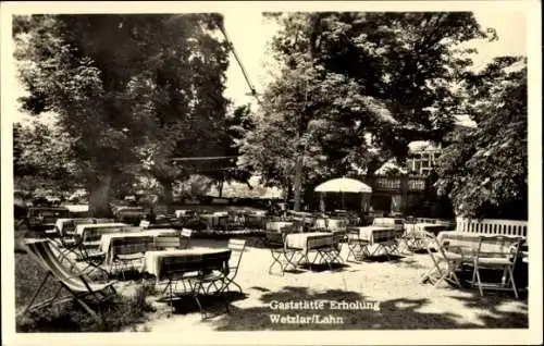 Foto Ak Wetzlar an der Lahn, Gaststätte Erholung, Gartenpartie