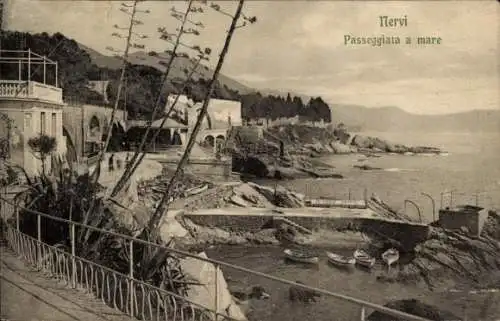 Ak Nervi Genova Genua Liguria, Passeggiata a mare