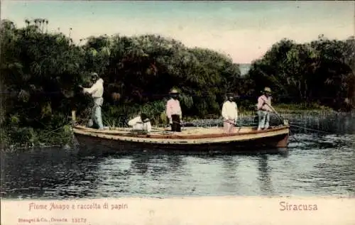 Ak Siracusa Syrakus Sizilien, Fiume Anapo e raccolta di papiri