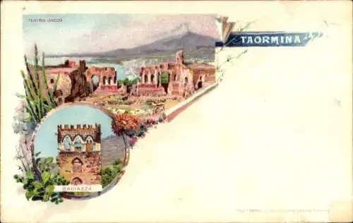 Litho Taormina Sicilia, Teatro Greco, Badiazza