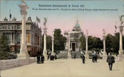 Ak Torino Turin Piemonte, Weltausstellung 1911, Ponte Monumentale sul Po