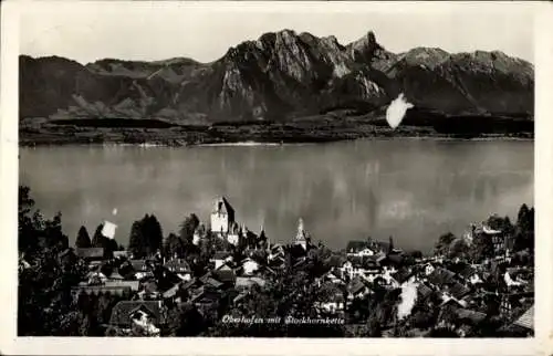 Ak Oberhofen am Thunersee Kanton Bern, Ort mit Stockhornkette