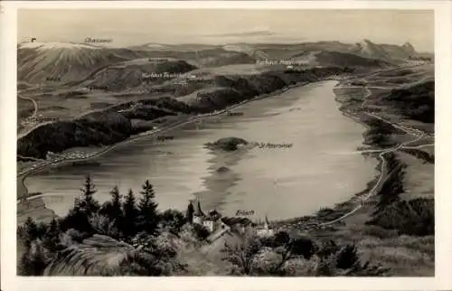 Ak Erlach Kanton Bern, Panorama Bielersee von Erlach aus