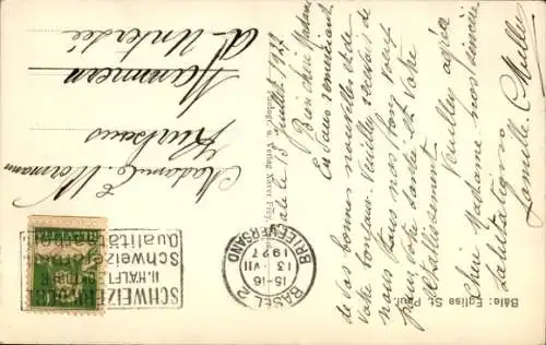 Ak Basel, Blick auf die Pauluskirche, Bäume, Platz