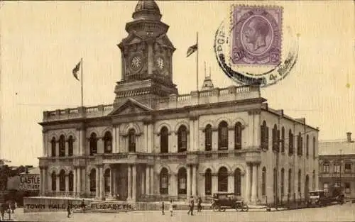 Ak Port Elizabeth Südafrika, Town Hall, Rathaus aus Straßenansicht