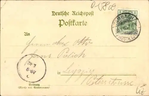 Litho Tambach Dietharz in Thüringen, Hotel zum Falkenstein, Nesselberg, Totalansicht