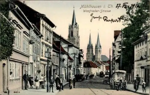 Ak Mühlhausen in Thüringen, Wanfrieder Straße, Kirche