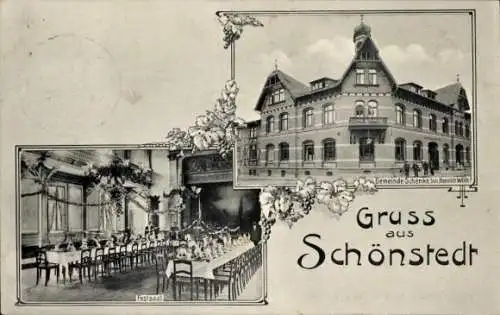 Ak Schönstedt in Thüringen, Gemeinde-Schenke, Festsaal