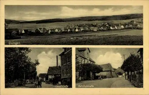 Ak Duingen Niedersachsen, Hauptstraße, Bahnhofstraße, Panorama mit Umgebung