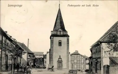 Ak Lamspringe in Niedersachsen, Fleckenpartie mit Luth. Kirche