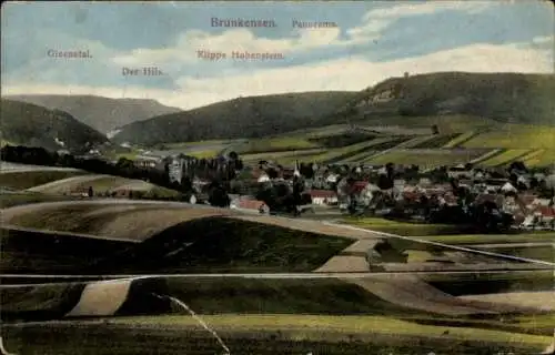 Ak Brunkensen Alfeld an der Leine, Gleenetal, Klippe Hohenstein, Der Hils, Panorama