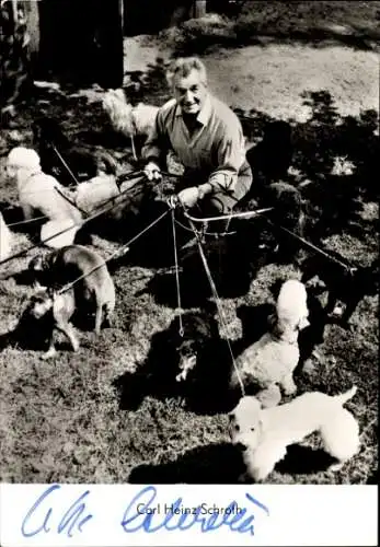 Ak Schauspieler Carl Heinz Schroth, Film Alle Hunde lieben Theobald, Autogramm