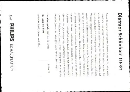 Ak Schauspieler Dietmar Schönherr, Portrait, Autogramm