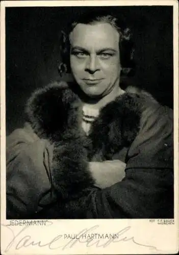 Ak Schauspieler Paul Hartmann, Jedermann, Salzburger Festspiele, Portrait, Autogramm