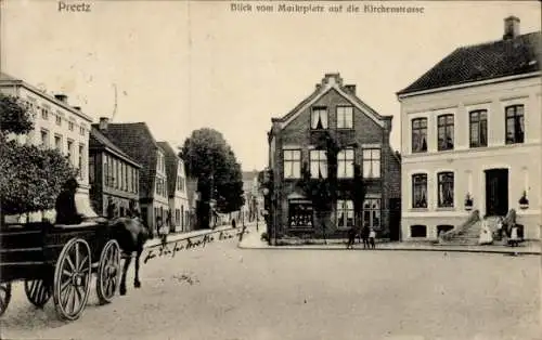 Ak Preetz in Holstein, Blick vom Marktplatz auf die Kirchenstraße