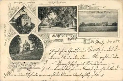 Ak Preetz in Holstein, Prediger-Seminar, Partie am Kloster, Sophienhofer-Capelle