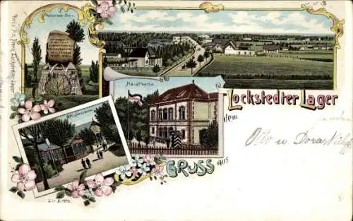 Litho Lockstedt Schleswig Holstein, Lager, Panorama, Walderseestein, Hauptwache, Offizierskasino