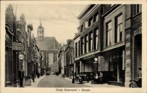 Ak Sneek Friesland Niederlande, Oude Koemarkt, Tankstelle