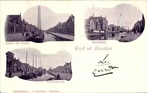 Ak Drachten-Friesland Niederlande, Entlang der Vaart, Molenend, Bovenbuurt