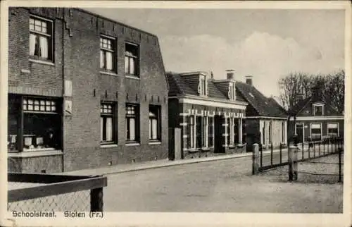 Ak Sloten Friesland Niederlande, Schoolstraat