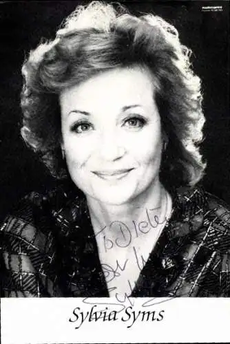 Ak Schauspielerin Sylvia Syms, Portrait, Autogramm