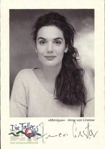 Ak Schauspielerin Anne von Linstow, Portrait, Autogramm, TV Serie Die Fallers, Rolle Monique