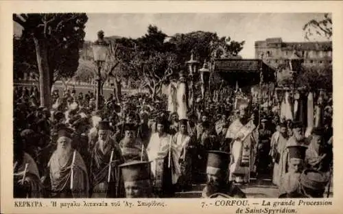 Ak Korfu Griechenland, Prozession von Saint Spyridion