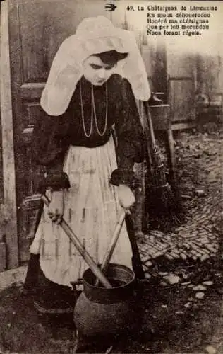 Ak Frau in französischer Tracht