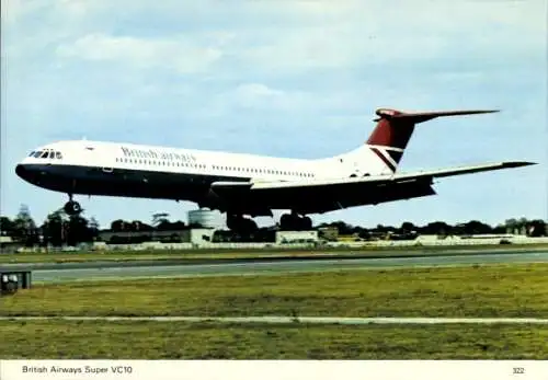 Ak British Airways Super VC10, Passagierflugzeug, Landung
