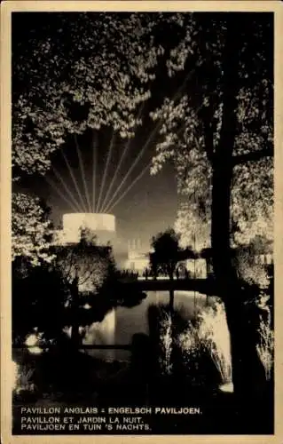 Ak Brüssel Belgien, Weltausstellung 1935, Englischer Pavillon, Nachtbeleuchtung