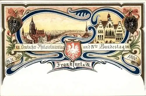 Wappen Litho Frankfurt am Main, XII. Deutscher Philatelistentag 1900, Römer