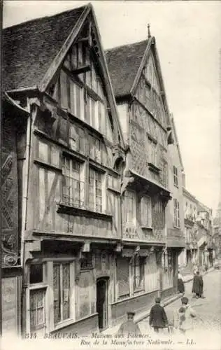 Ak Beauvais Oise, Maisons aux Falences, Rue de la Manufacture Nationale