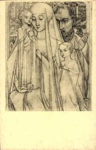 Künstler Ak Toorop, Jan, Heilige Familie, Johannes der Täufer
